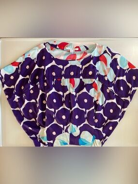 Diane Von Furstenberg Landy Pop Meadow Silk Dolman Blouse S Purple